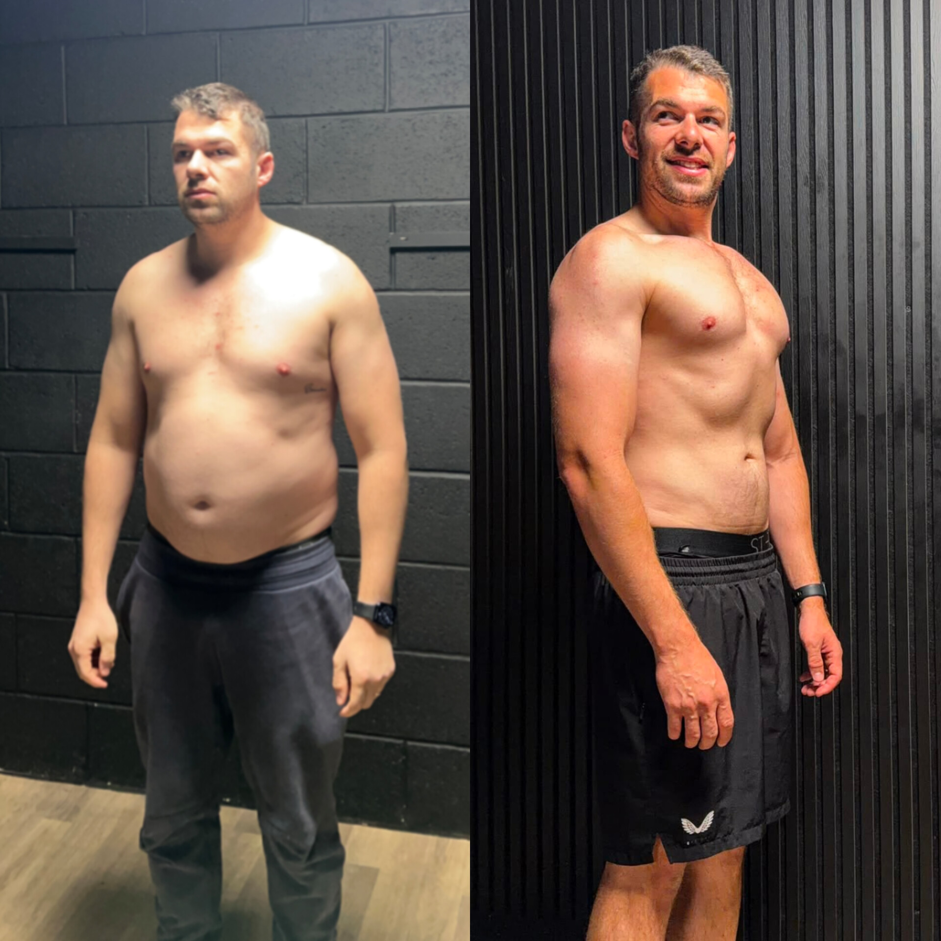 Client progress, before and after 8 weeks