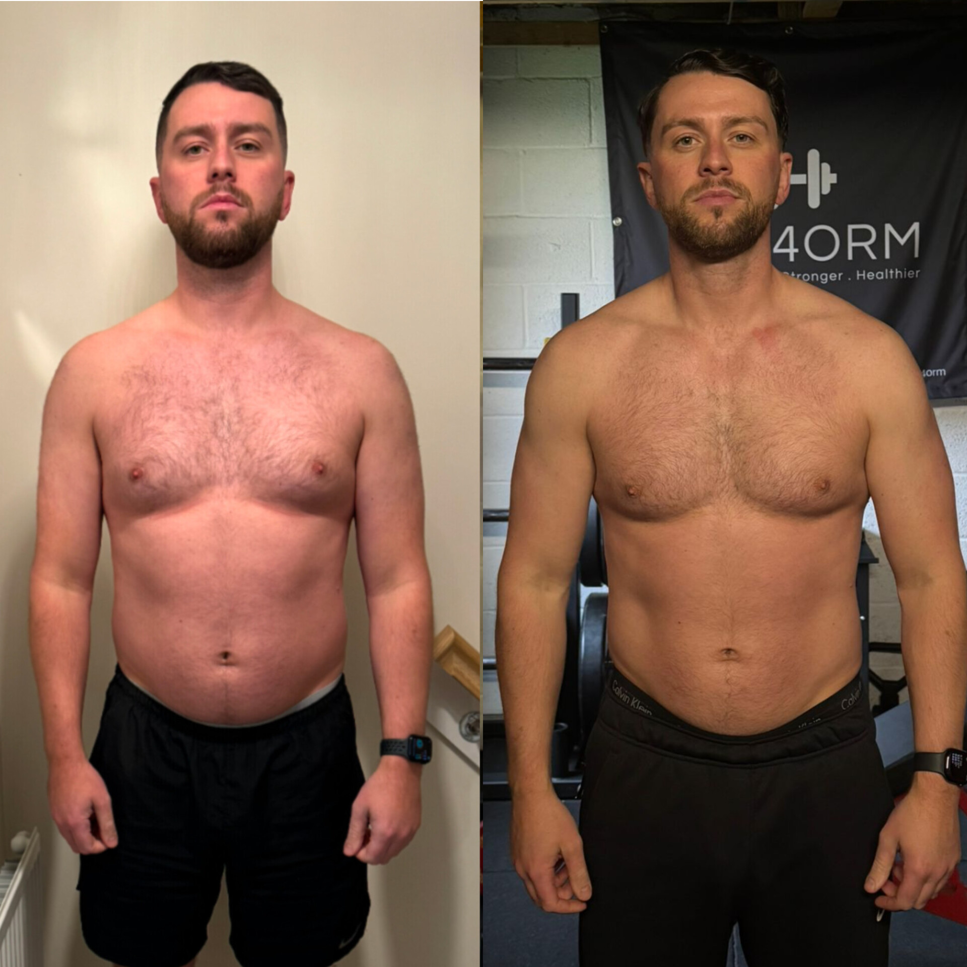 Client progress, before and after 8 weeks